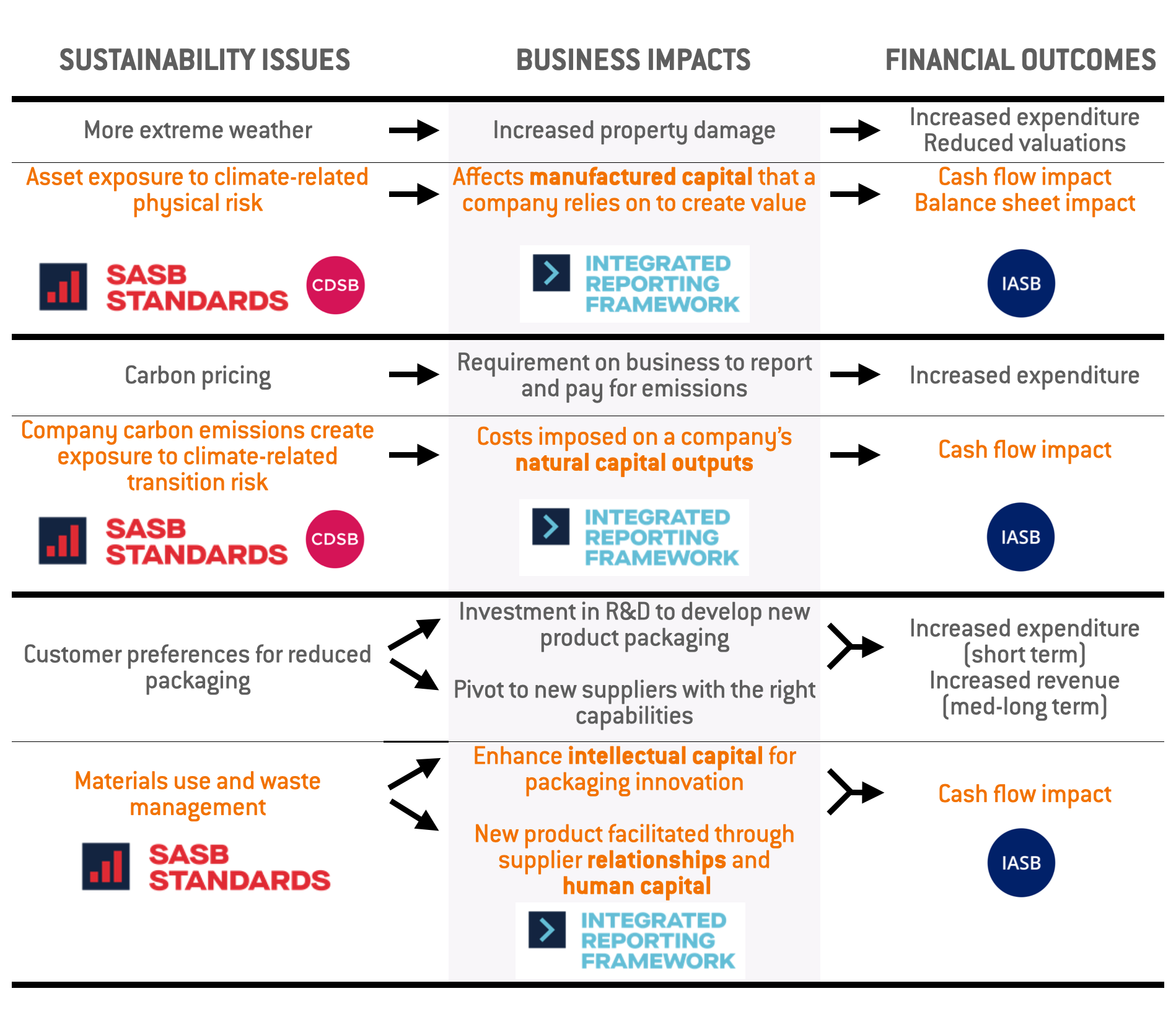 Infographic: financial impact pathways
